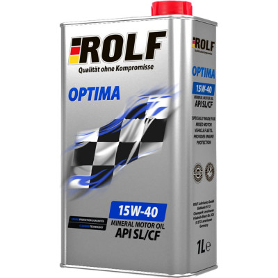 Минеральное моторное масло Rolf Optima SAE 15w40, API SL/CF 322236