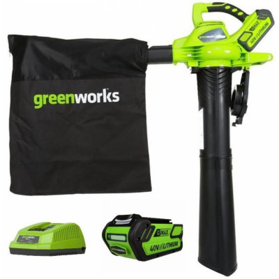 Садовый аккумуляторный пылесос-воздуходувка GreenWorks GD40BV 24227UB