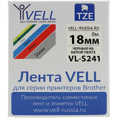 Лента для PT D450/D600/E300/2700 Vell VL-S241 Brother TZE-S241 319970
