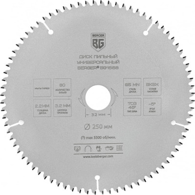 Универсальный пильный диск Berger BG BG1668