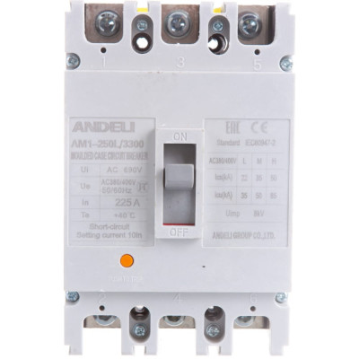 Автоматический выключатель ANDELI AM1-225L ADL06-035