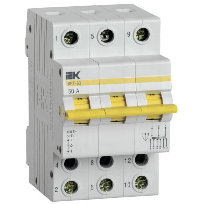 Трехпозиционный выключатель-разъединитель IEK ВРТ-63 MPR10-3-050