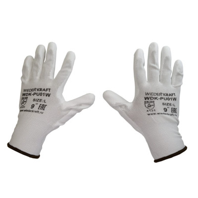 Легкие бесшовные защитные перчатки WIEDERKRAFT WDK-PU01W / L