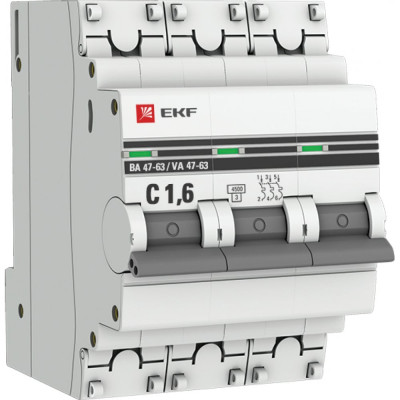 Выключатель автоматический EKF PROxima ВА 47-63 mcb4763-3-1.6C-pro