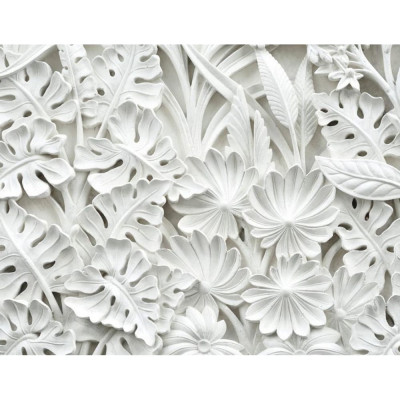 Бумажные бесшовные фотообои Verol Белые листья и цветы 17-БФО_03283
