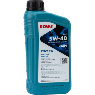 Полусинтетическое моторное масло Rowe HIGHTEC SYNT RSi SAE 5W-40 20068-0010-99