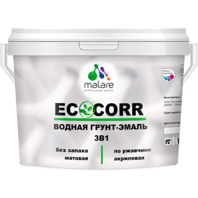 Водная грунт-эмаль для металлических поверхностей MALARE EcoCorr гранитный, 2 кг 2036773330516