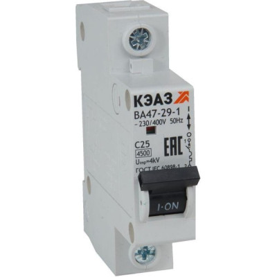Модульный выключатель автоматический КЭАЗ 1п C 6А 4.5кА ВА47-29-1C6-УХЛ3 318208