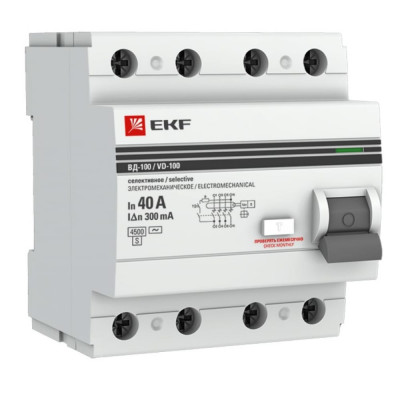 Селективное устройство защитного отключения EKF PROxima elcb-4-40-300S-em-pro