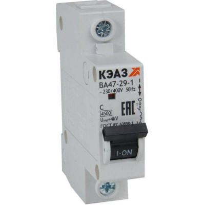 Модульный выключатель автоматический КЭАЗ ВА47-29-1C25-УХЛ3 (4.5кА) 318199