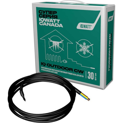 Профессиональный универсальный резистивный греющий кабель для систем антиобледенения и снеготаяния IQWATT IQ OUTDOOR CW 902