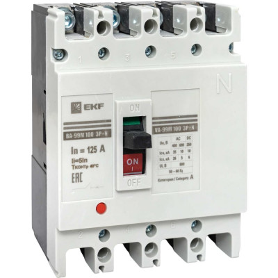 Автоматический выключатель EKF ВА-99М PROxima mccb99-4P5In100-125m