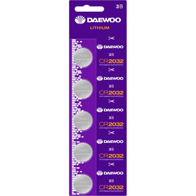 Литиевая батарейка DAEWOO CR2032 Lithium BL-5 5030268