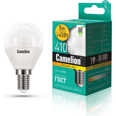 Электрическая лампа светодиодная Camelion lEDRB/5-G45/830/E14 15057
