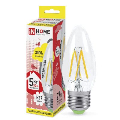 Светодиодная лампа IN HOME LED-СВЕЧА-deco 4690612007588