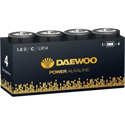 Алкалиновая батарейка DAEWOO LR14 Power Alkaline Pack-4 5046566