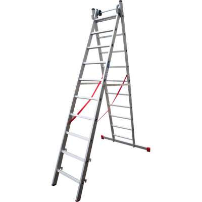 Индустриальная алюминиевая двухсекционная лестница Новая Высота 5220210