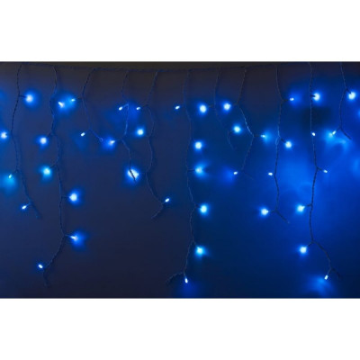 Гирлянда Neon-Night АЙСИКЛ бахрома, 2,4х0,6 м, белый ПВХ, мерцающий Flashing, 88LED синие 255-035