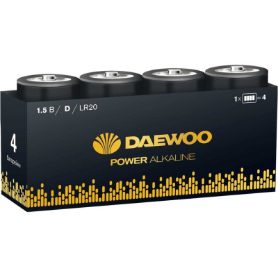 Алкалиновая батарейка DAEWOO LR20 Power Alkaline Pack-4 5046573