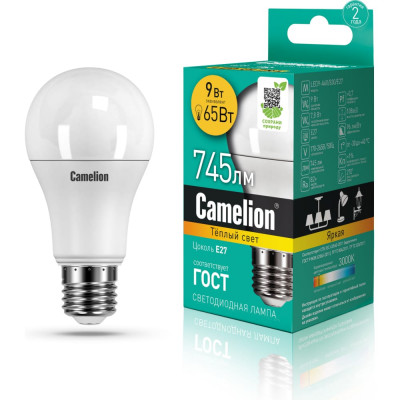 Светодиодная лампа Camelion LED 9-A60/830/E27 12043