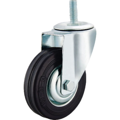 Промышленное колесо TOR SCt 55 125 мм, болт, поворотное, черная резина, роликоподшипник 1027173