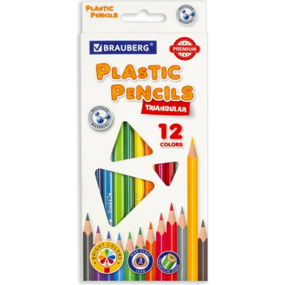 Пластиковые цветные карандаши BRAUBERG PREMIUM 181661