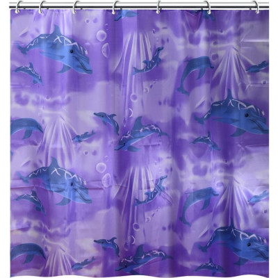 Штора для ванной Аквалиния Фиолетовые дельфины 09.020А