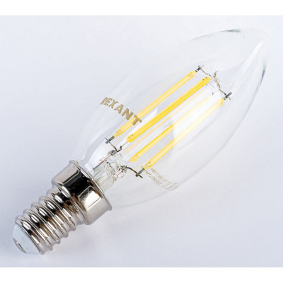 Филаментная диммируемая лампа REXANT Свеча CN35 7.5 Вт 4000K E14 604-088