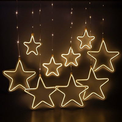 Новогодняя светодиодная гирлянда ЭРА Занавес Неоновые звезды ЕGNIG - ST Б0051877