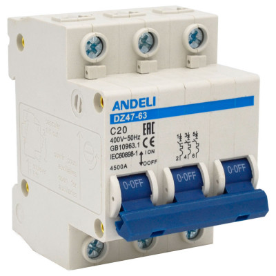 Автоматический выключатель ANDELI DZ47-63 ADL01-093