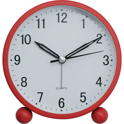 Бесшумные часы-будильник Apeyron подсветка, красный, металл, ø11.5 см с плавным ходом, батарейка 1АА MLT2207-510-1