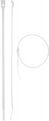 ЗУБР кобра, 7.6 x 370 мм, нейлон ра66, 10 шт, белые, кабельные стяжки с плоским замком, профессионал (30930-76-370)