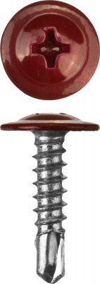 Саморезы пшм-с со сверлом для листового металла, 25 х 4.2 мм, 400 шт, ral-3005 темно-красный, ЗУБР