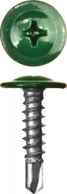 Саморезы пшм-с со сверлом для листового металла, 16 х 4.2 мм, 500 шт, ral-6005 зеленый насыщенный, ЗУБР