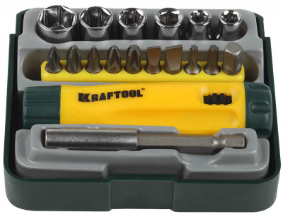 Kraftool bit-lock-18 набор: реверсивная отвертка с насадками 18 шт