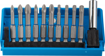 Набор зубр: биты из хромомолибденовой стали, 10 бит - обточенные 50мм, адаптер, 11 предметов