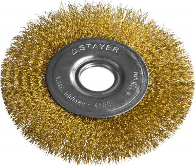 Stayer 125 мм, витая стальная латунированная проволока 0.3 мм, щетка дисковая для ушм, professional (35122-125)