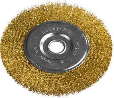 Stayer 175 мм, витая стальная латунированная проволока 0.3 мм, щетка дисковая для ушм, professional (35122-175)