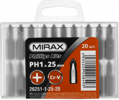 Mirax ph1, 25 мм, 20 шт, биты (26251-1-25-20)