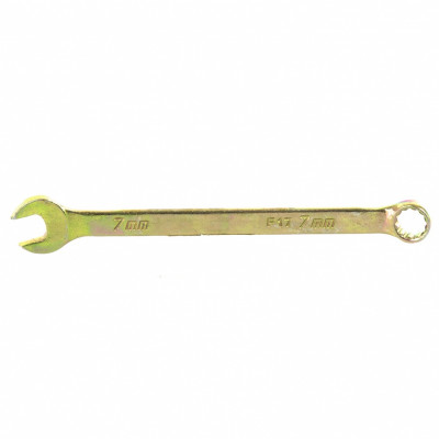 Ключ комбинированный, 7 мм, желтый цинк// сибртех