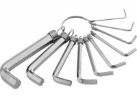 Набор ключей имбусовых hex, 1,5–10 мм, 10 шт., никелированный, на кольце// sparta