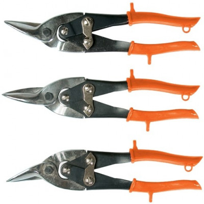 Ножницы по металлу, 250 мм, обрезиненные рукоятки, 3 шт. (прямые, левые, правые)// sparta