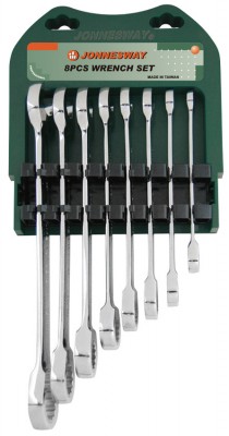 W45108S набор ключей гаечных комбинированных трещоточных в металлическом кейсе или на пластиковом держателе, 10-19 мм, 8 предметов