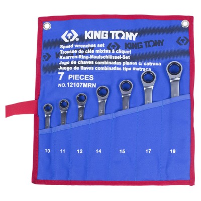 King tony набор комбинированных трещоточных ключей, 10-19 мм, чехол из теторона, 7 предметов