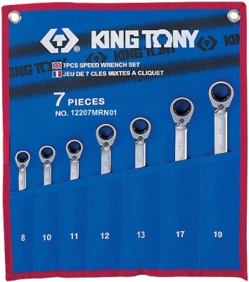 King tony набор комбинированных трещоточных ключей, 8-19 мм, чехол из теторона, 7 предметов