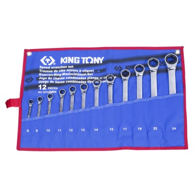 King tony набор комбинированных трещоточных ключей, 8-24 мм, чехол из теторона, 12 предметов