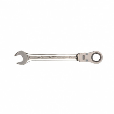 Ключ комбинированный трещоточный, 15 мм, crv, шарнирный, зерк.хром// matrix