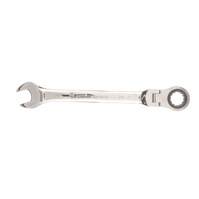 Ключ комбинированный трещоточный, 24 мм, crv, шарнирный, зерк.хром// matrix