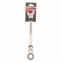 Ключ комбинированный трещоточный, 24 мм, crv, шарнирный, зерк.хром// matrix