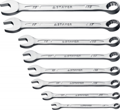 Stayer hercules, 8 шт, 8 - 19 мм, набор комбинированных гаечных ключей, professional (27085-h8)